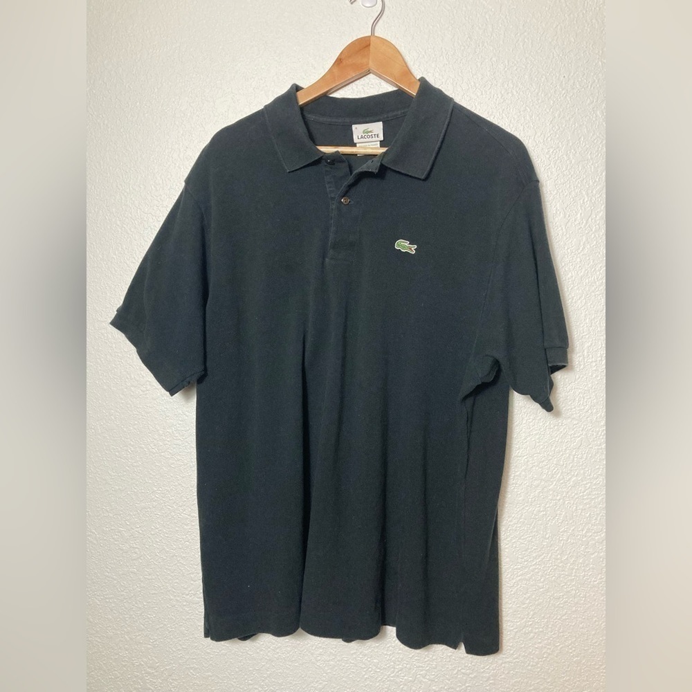 Lacoste black 2 button polo shirt size 8 100% cotton